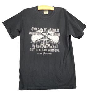 Comfort Colors Pit Bull Leather T-Shirt Mens Medium Short Sleeve Black Crew Neck
